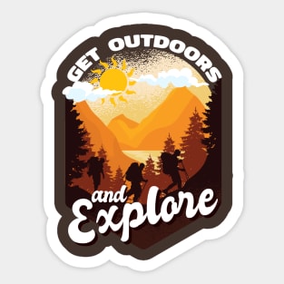 Get Outdoors and Explore Hiking Nature Vintage Wilderness Sticker